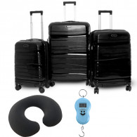 Set De Trois Valises Avec Roues Démontables Noir en Tunisie