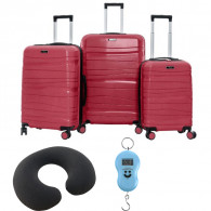 Set De 3 Valises Incassable Avec Roues Démontables Rouge en Tunisie