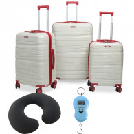 Set De Trois Valises Titou Avec Roues Démontables Beige et Rouge en tunisie