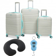 Set De Trois Valises Titou Avec Roues Démontables Beige et Bleu en Tunisie