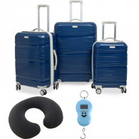 Set De Trois Valises Titou Avec Roues Démontables Bleu Marine et Beige en Tunisie