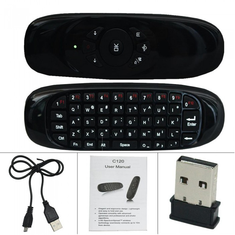 Air Mouse Sans Fil Avec Clavier Rechargeable Noir En Tunisie