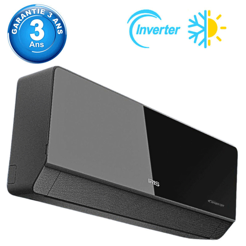 Climatiseur Iris Azao 12000 BTU Inverter Tropicalisé Chaud Froid Noir en Tunisie
