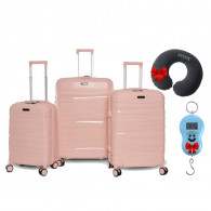 Set De 3 Valises Incassable Avec Roues Démontables Rose en Tunisie