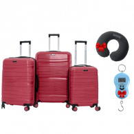 Set De 3 Valises Incassable Avec Roues Démontables Rouge en Tunisie