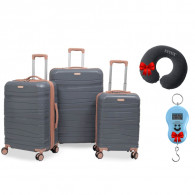 Set De Trois Valises Titou Avec Roues Démontables Gris et Saumon en Tunisie