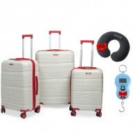 Set De Trois Valises Titou Avec Roues Démontables Beige et Rouge en tunisie