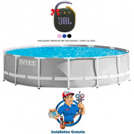 Piscine Tubulaire Intex Prism Frame Ronde 6.10 x 1.32 m Avec Pompe - Gris