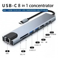 Adaptateur 8En1 USB-C Pour Ordinateur Portable Gris en Tunisie Adaptateur 8En1 USB-C Pour Ordinateur Portable Gris en Tunisie