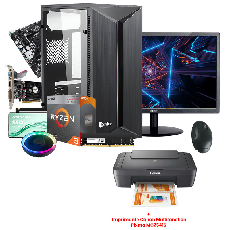 Pc De Bureau Gamer Lightgaming Ryzen 3 16Go 256Go SSD GT610 2Go