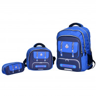 Sac à Dos Scolaire Avec Trousse &Sac Gouter R0404 Bleu Foncé En Tunisie