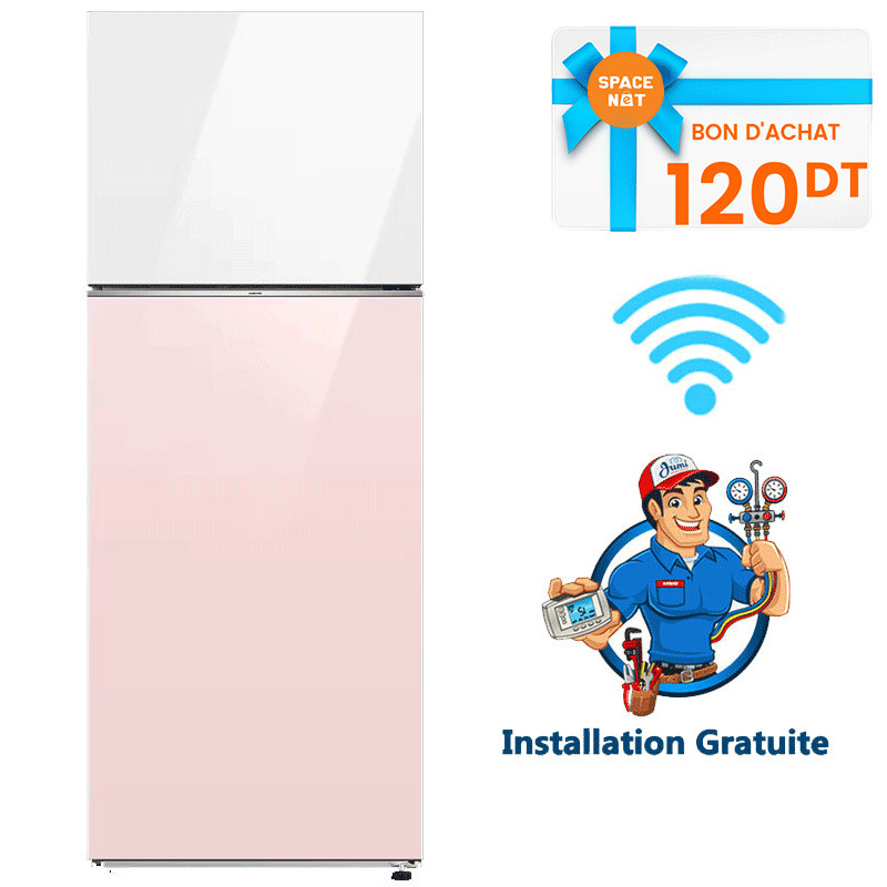 Réfrigérateur Samsung RT47CB66448CEL 460Litres NoFrost Blanc & Rose en Tunisie Réfrigérateur Samsung RT47CB66448CEL 460Litres NoFrost Blanc & Rose en Tunisie