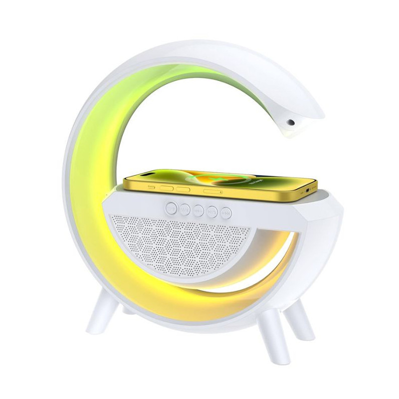 Haut Parleur Bluetooth 3en1 2301 LED Avec Chargeur Sans Fil Blanc En Tunisie