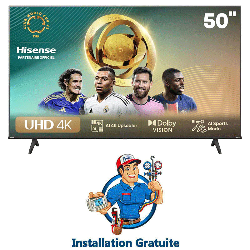 TV Hisense 50" A6N 4K UHD Smart Tv Noir en Tunisie TV Hisense 50" A6N 4K UHD Smart Tv Noir en Tunisie