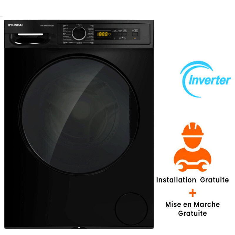 Machine à Laver Hyundai HYN-WM814001-B01 Inverter 8Kg Noir en Tunisie