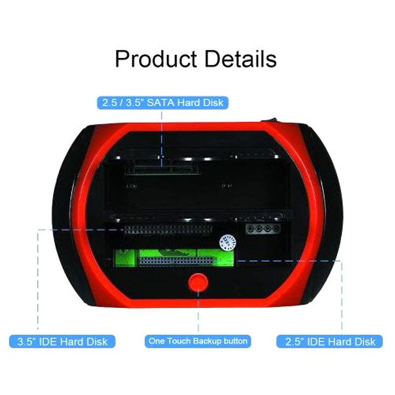 Station d'Accueil USB 2.0/3.0 Pour Disque Dur HDD 2,5"/3,5" Rouge