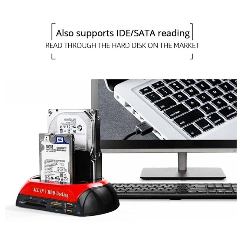 Station d'Accueil USB 2.0/3.0 Pour Disque Dur HDD 2,5"/3,5" Rouge