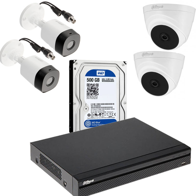 KIT 4 Caméra De Surveillance 2MP HD &  DVR 4 Channel + Disque 500Go SSD en Tunisie