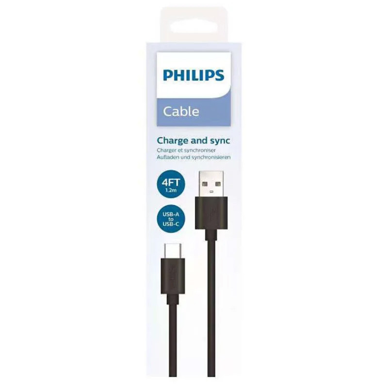 Câble Chargeur Philips Type-C Noir en Tunisie