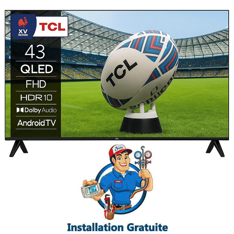 TV TCL S5K 43" QLED FHD Android Smart Tv Noir en Tunisie