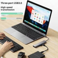 Adaptateur 5en1 Type C Vers HDMI, USB Et Type-C Gris en Tunisie Adaptateur 5en1 Type C Vers HDMI, USB Et Type-C Gris en Tunisie