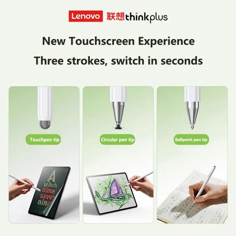 Stylet Tactile Magnétique Universel 3-en-1 Lenovo ThinkPlus BP28 Blanc en Tunisie