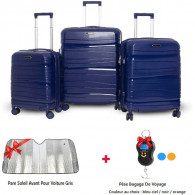 Set De 3 Valises Incassable Avec Roues Démontables Bleu Marine en Tunisie