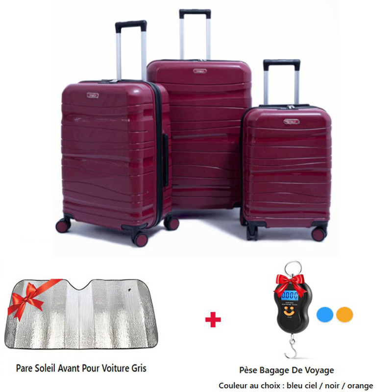 Set De Trois Valises Titou Avec Afficheur Rouge Bordeaux en Tunisie Set De Trois Valises Titou Avec Afficheur Rouge Bordeaux en Tunisie