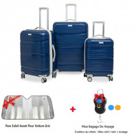 Set De Trois Valises Titou Avec Roues Démontables Bleu Marine et Beige en Tunisie