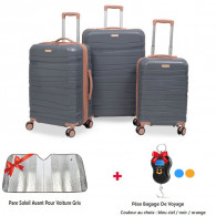 Set De Trois Valises Titou Avec Roues Démontables Gris et Saumon en Tunisie