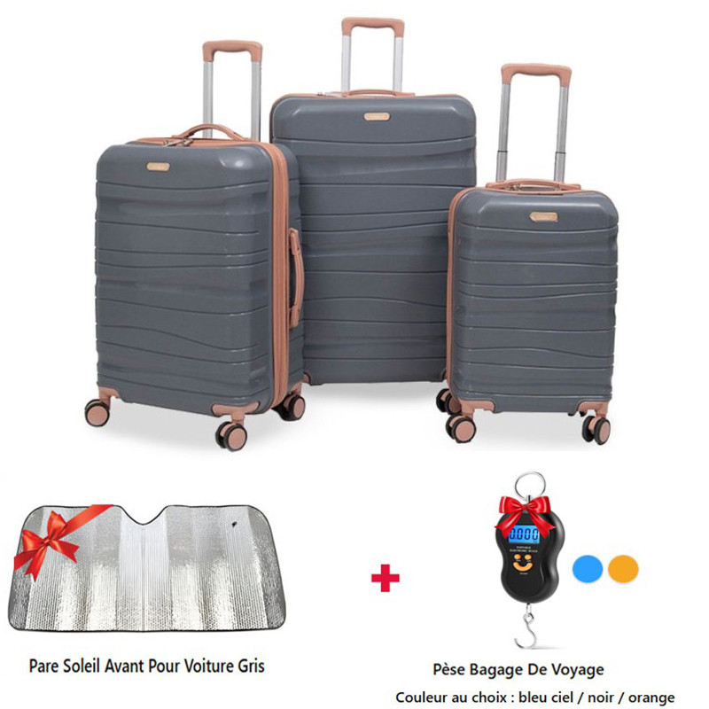 Set De Trois Valises Titou Avec Roues Démontables Gris et Saumon en Tunisie Set De Trois Valises Titou Avec Roues Démontables Gris et Saumon en Tunisie