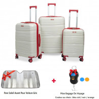 Set De Trois Valises Titou Avec Roues Démontables Beige et Rouge en tunisie