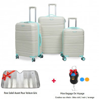 Set De Trois Valises Titou Avec Roues Démontables Beige et Bleu en Tunisie