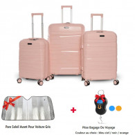 Set De 3 Valises Incassable Avec Roues Démontables Rose en Tunisie