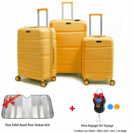 Set De 3 Valises Incassable Avec Roues Démontables Jaune Motarde en Tunisie