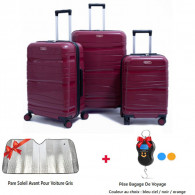 Set De Trois Valises Rouge Bordeaux