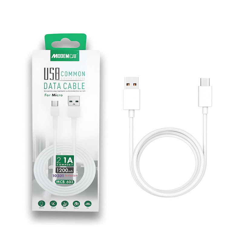 Câble Chargeur Modemcat MCB-003 Micro USB Blanc en Tunisie Câble Chargeur Modemcat MCB-003 Micro USB Blanc en Tunisie
