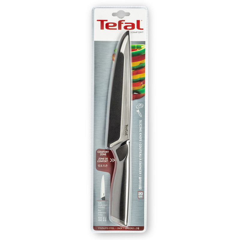 Couteau à Trancher TEFAL Comfort K2213704 20Cm Noir en Tunisie