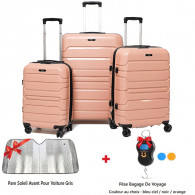 Set De 3 Valises Incassable Avec Roues Démontables Rose en Tunisie