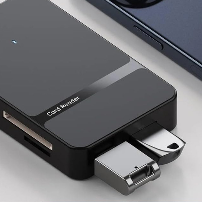 Lecteur De Carte Mémoire 8en1 USB + Type-C Noir en Tunisie
