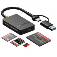 Lecteur De Carte Mémoire 8en1 USB + Type-C Noir en Tunisie Lecteur De Carte Mémoire 8en1 USB + Type-C Noir en Tunisie