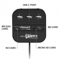 Hub USB Combo 3 Ports + Lecteur de cartes Noir en Tunisie
