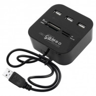 Hub USB Combo 3 Ports + Lecteur de cartes Noir en Tunisie