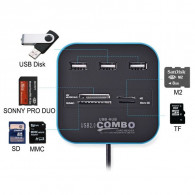Hub USB Combo 3 Ports + Lecteur de cartes Noir en Tunisie Hub USB Combo 3 Ports + Lecteur de cartes Noir en Tunisie