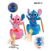 Robot Stitch Lumineux et Musical Rotative 360° Rose
