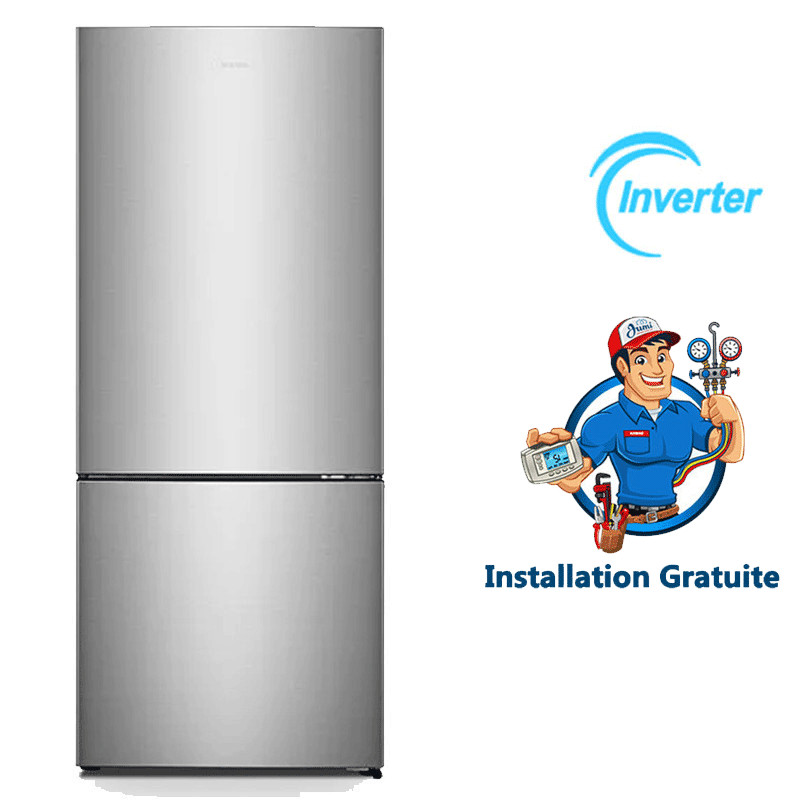 Réfrigérateur Combinée Hisense RB3P422NSC Inverter 422L NoFrost Inox en Tunisie Réfrigérateur Combinée Hisense RB3P422NSC Inverter 422L NoFrost Inox en Tunisie