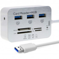 Hub USB 3 Ports + Lecteur de cartes Argent en Tunisie
