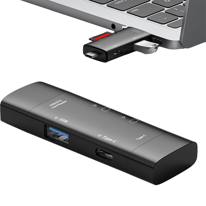 Lecteur De Carte Mémoire OTG 7en1 USB + Type-C + Micro USB Noir EN Tunisie
