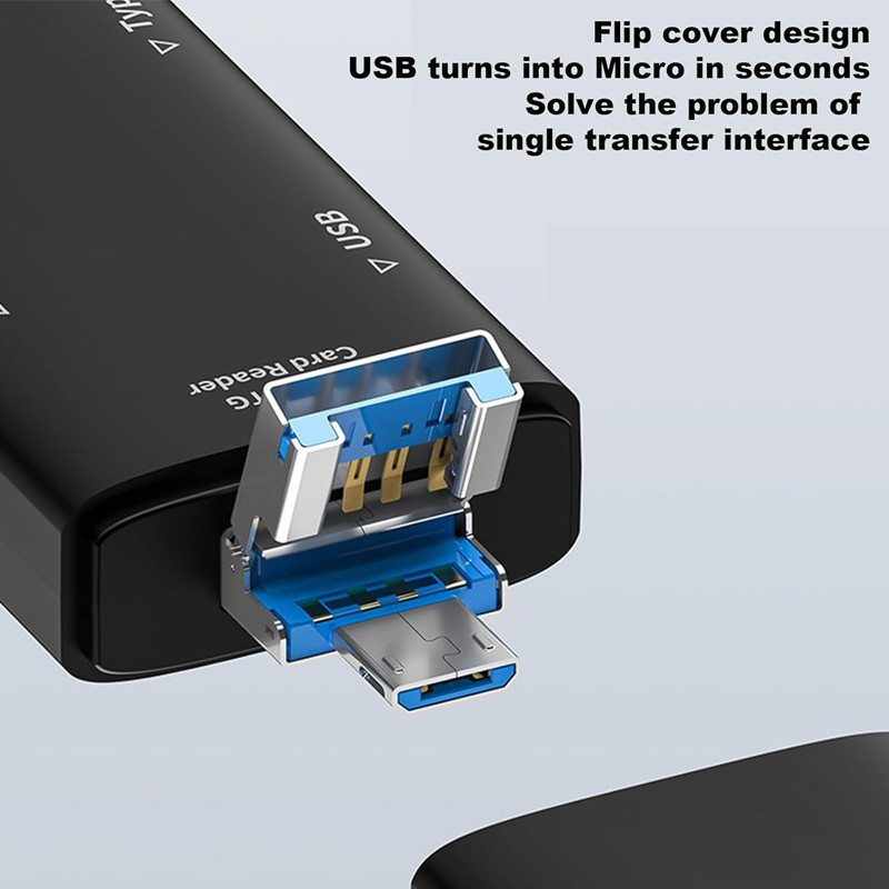 Lecteur De Carte Mémoire OTG 7en1 USB + Type-C + Micro USB Noir EN Tunisie