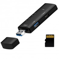 Lecteur De Carte Mémoire OTG 7en1 USB + Type-C + Micro USB Noir EN Tunisie